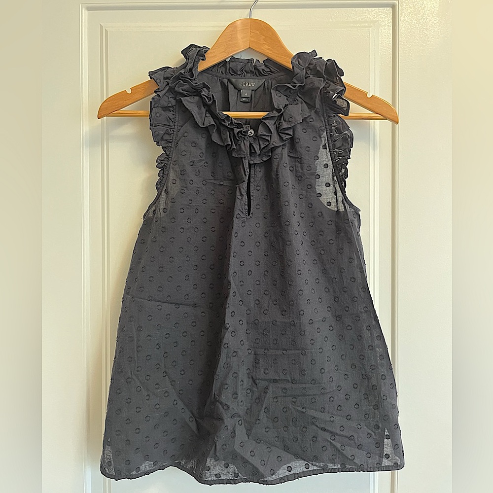 J. Crew Black Ruffle Sleeveless Top
